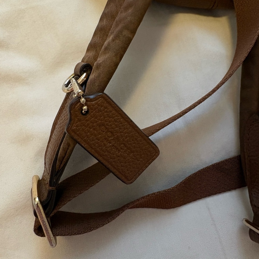 Coach Brown Pebbled Leather Mini Backpack with Gold Hardware - Picture 2 of 9